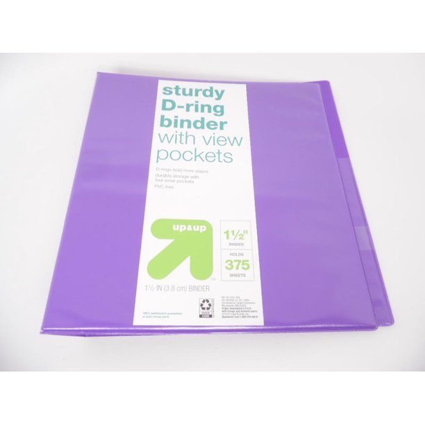 Up&Up 370 Sheet 1½" 3Ring Sturdy DRing Binder Purple