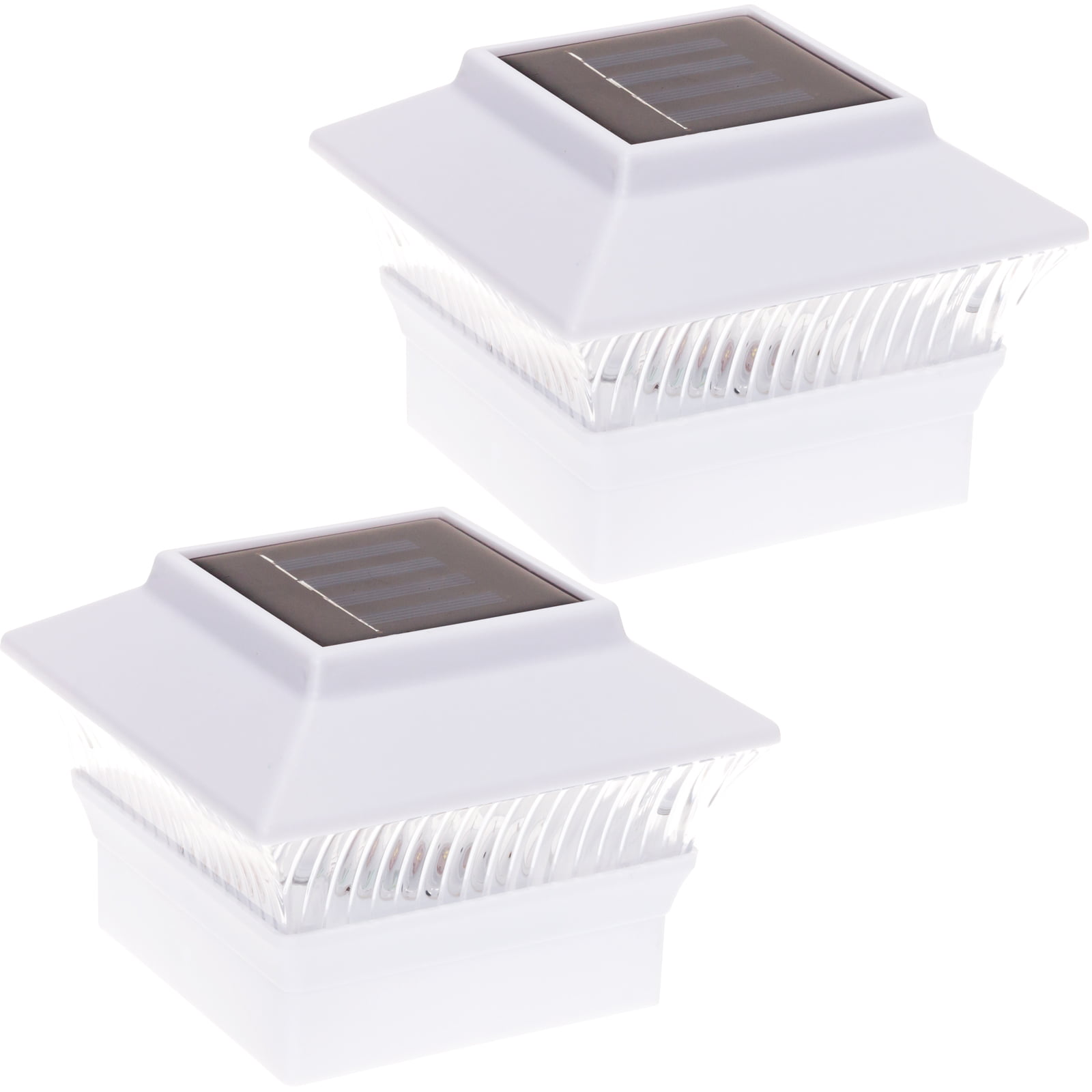 4-pk Solar 4x4 White Cap Light With 4 Bright White SMD LED For PVC Wood Posts 