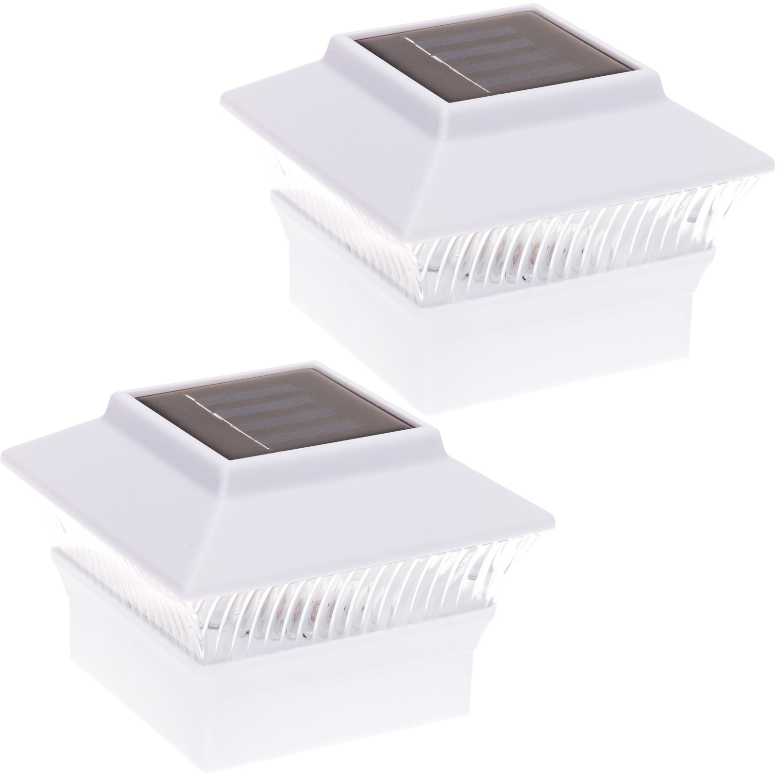 GreenLighting 2 Pack Standard #2 Solar Powered 4 x 4 LED Fence Post Cap Lights for PVC Posts (White) - image 1 of 6