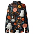 thumbnail image 6 of Delconic Womens Halloween Print Button Down Shirt Long Sleeve Casual Regular Fit Collared Blouse Floral Ghost Pattern Top Black L, 6 of 7
