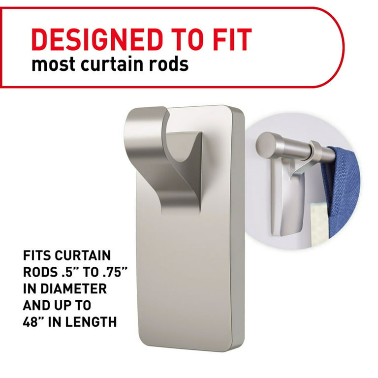Command 17053BN-2ES Curtain Rod Hooks, Brushed Nickel, 2, command