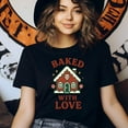 thumbnail image 3 of Baked With Love Shirt | Gingerbread House Graphic Tee | Unisex Casual T-Shirt, Ash, Size L, 3 of 6