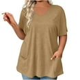 thumbnail image 2 of Ahabrexf Short Sleeve Shirts for Women, Plus Size Casual V-Neck Button-Down Tops for Everyday Comfort and Style, 2 of 6