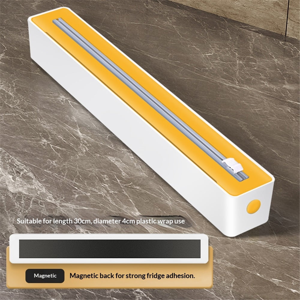 2pcs Multi-Functional Cutter | for Plastic Wrap (Aluminum Foil, Parchment Paper | Easy to Use | Magnetic, Suction Modes Yellow [Magnetic]