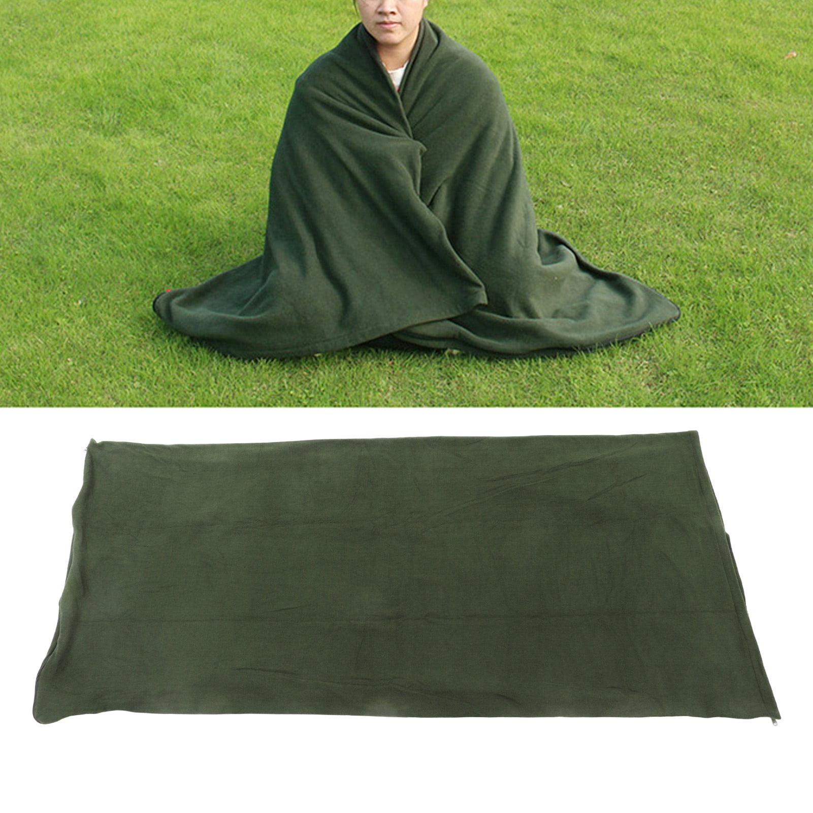 YAHHU Adult Fleece Sleeping Bag Portable Warm Lightweight Liner for Outdoor Camping Hiking Climbing Backpacking and Travel - OD Green (70.8 in x 29.5 in)