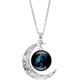 thumbnail image 1 of Collar de luna de 12 constelaciones Collar de astrología Collar con colgante de cuentas de vidrio de galaxia y luna creciente, collar de joyería de plata de ley, joyería ideal, 1 of 5