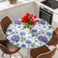 thumbnail image 2 of Blue Purple Round Fitted Table Cover Hydrangea Eucalyptus Leaves Country Farmhouse Waterproof Table Cloth with Elastic Edge Wipeable Tablecloth for Picnic Camping Party Fits 36"-44" Diameter, 2 of 8