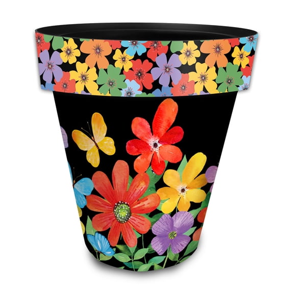 Briarwood Lane Spring Planter 14" x 15" x 15" Whimsy Flowers Large For Spring Planter
