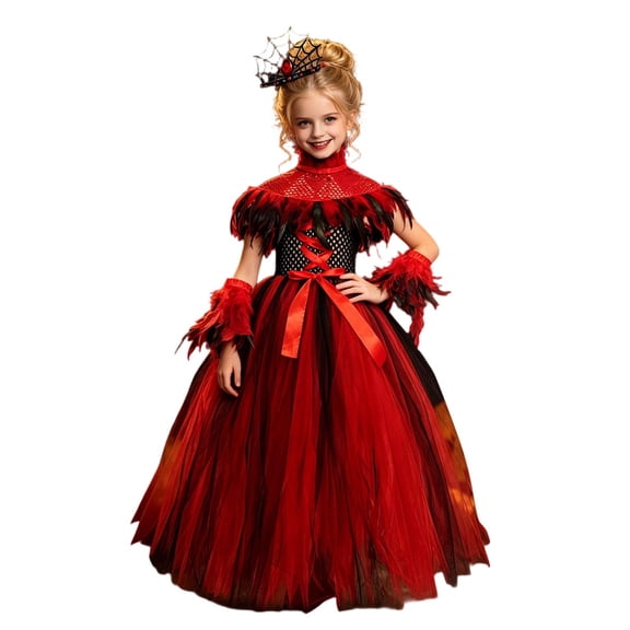 WERYOUNG Child Toddler Girls Sleeveless Halloween Tutu Dress Kids Cartoon Dress Up Party Dresses For Stage Performance Trendy Sundresses 6-7 Years