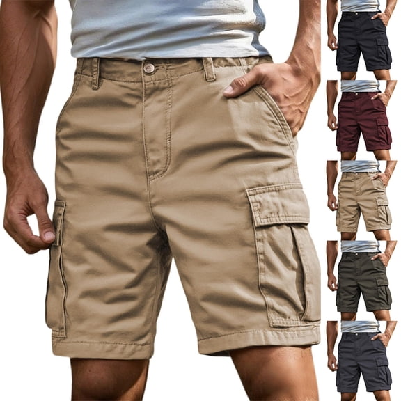 Nestiefly Men's Cargo Shorts with Pockets Casual Knee Length Lightweight Shorts Stretch Outdoor Hiking Travel Work Short Pants 2026 Wine 5XL