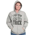 thumbnail image 3 of I Like Them Thick Fat Tires Cyclist Unisex Fleece Graphic Zip Up Hoodie Brisco Brands 5X, 3 of 5