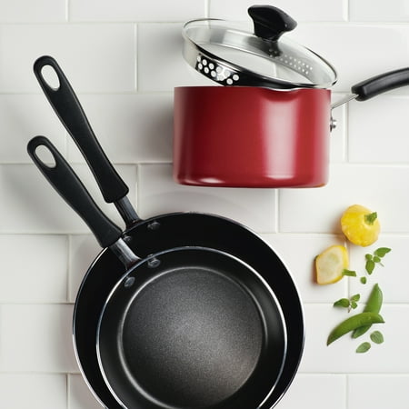 Farberware Cookstart 15pc Aluminum Nonstick Cookware Set with Prestige Tools Red