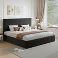 thumbnail image 4 of Amolife King Dutch Velvet Upholstered Platform Bed Frame with a Vertical-Channel-Tufted, Adjustable Headboard, Black, 4 of 8