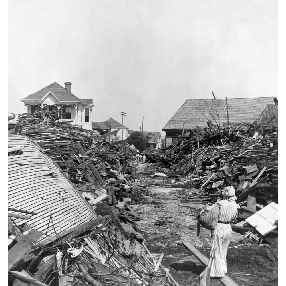 Galveston Hurricane, 1900. /Na Path Through The Debris, Following The