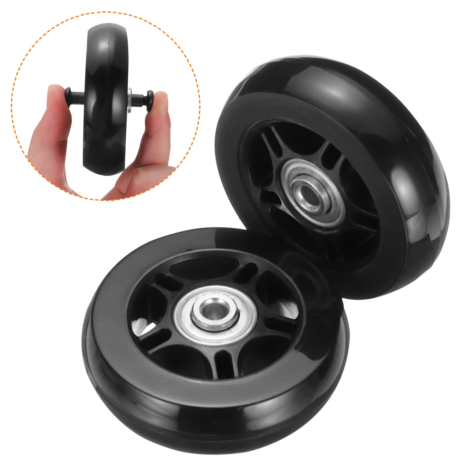 Uxcell Set of 2 Luggage Wheels Replacement 69 x 19 mm/2.7" x 0.7" Rubber Swivel Caster Bearing Wheels Repair Kits