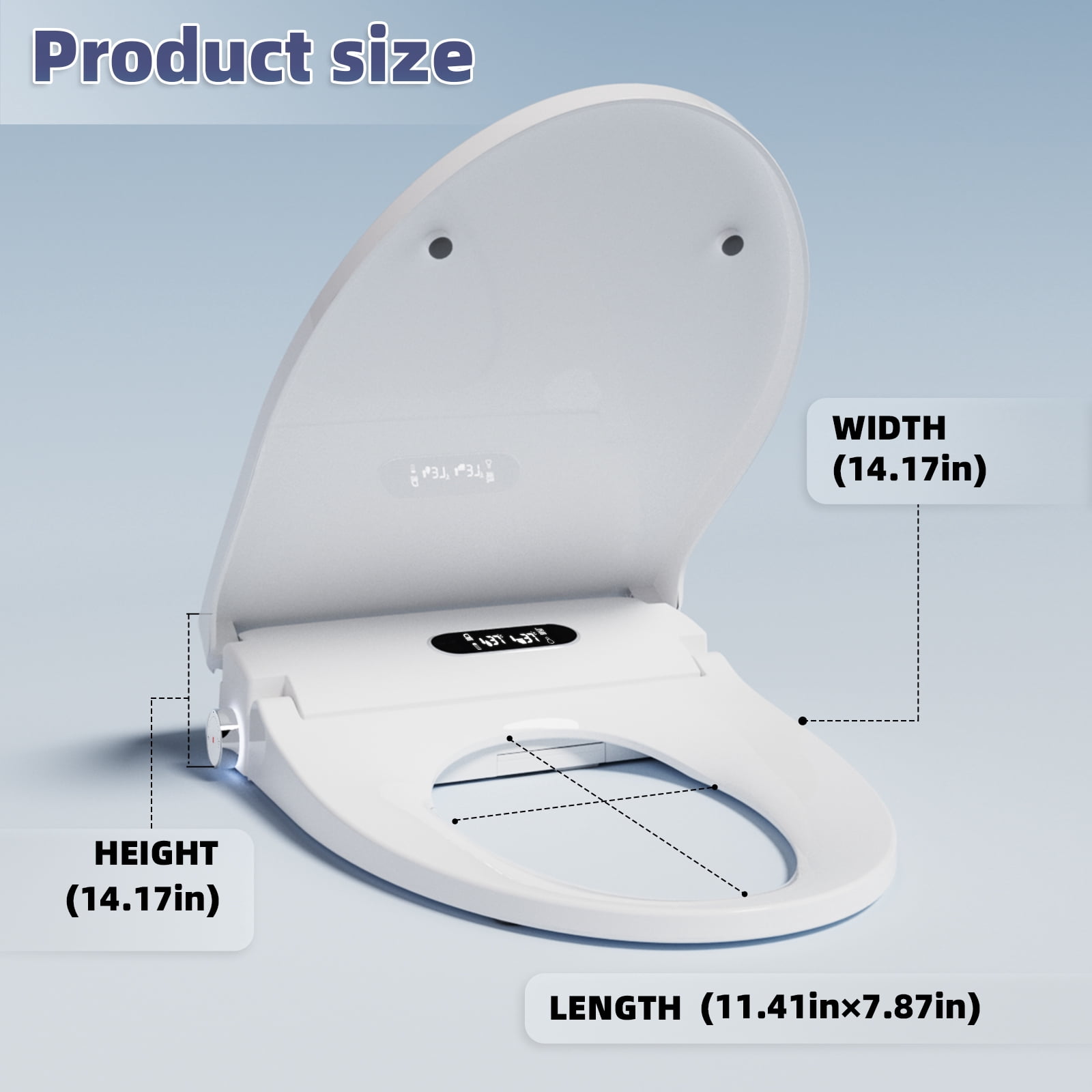 Electric Bidet Toilet Seat for Elongated Toilets, White, with Heated Seat, Warm Water, Warm Air Dryer, LED Display and Remote Control