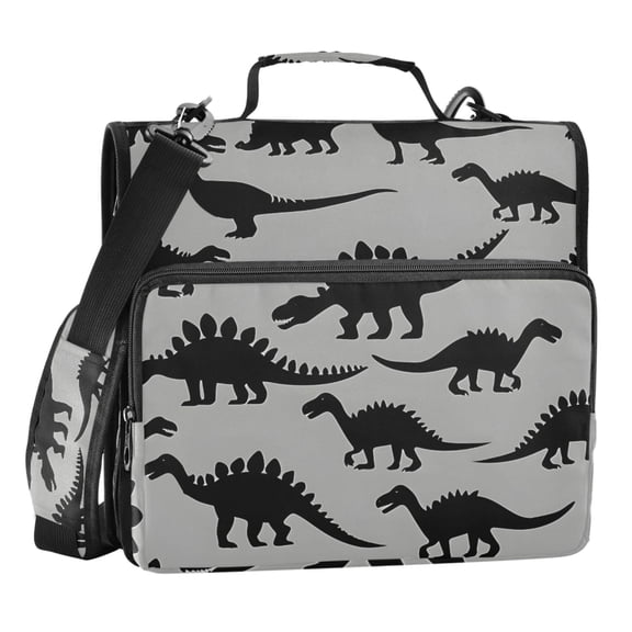 ALAZA Zipper Binder Art Dinosaur Silhouettes 3 Ring Trapper Keeper File Folder Organizer Bag