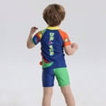 thumbnail image 5 of BULLPIANO Toddler Boys Swimsuit Bathing Suits Set Boys Short Sleeve Rash Guard Swim Trunks with Hat UPF 50+ ,Size 6-7 Years, 5 of 8