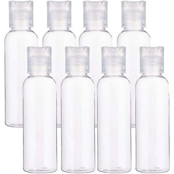 20 Pack 2oz PET Plastic Bottles Clear Refillable Bottles with Press Disc Flip Cap for Shampoo Lotions Creams Clear