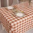 thumbnail image 4 of Nvzi Mantel rústico con borlas a cuadros, mantel de algodón con cuadros estilo búfalo para primavera,decoración de cocina, comedor, restaurante (rectangular/oblongo, 55 x 70, naranja), 4 of 5