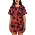 thumbnail image 1 of Fotbe Bats And Spiders Conjunto de Pijama Estampado para Mujer, 2 Piezas, Ropa de Dormir con Camiseta de Manga Corta y Shorts Suaves-3X-Large, 1 of 6