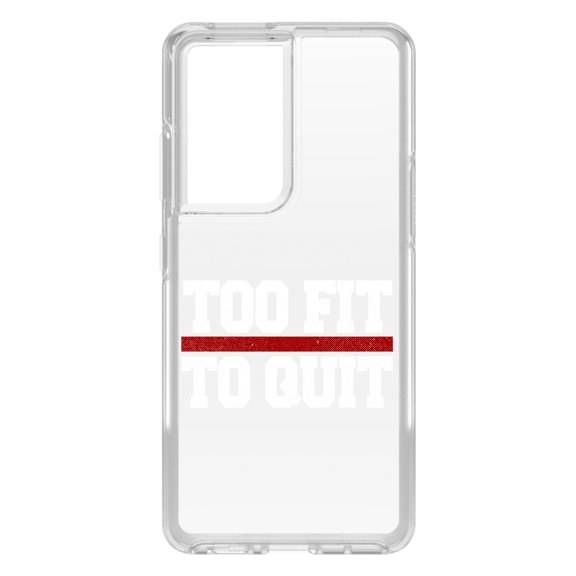 DistinctInk Clear Shockproof Hybrid Case for Galaxy S21 ULTRA 5G (6.8" Screen) - TPU Bumper Acrylic Back Tempered Glass Screen Protector - Too Fit to Quit