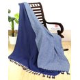 thumbnail image 2 of Rustic Homes 100% Pure Cotton Thermal Blanket - Herringbone Pattern, Lightweight, Soft & Cozy Premium Fall Throw Blanket for All Seasons, 50" x 60", 2 Pack - Indigo, 2 of 3