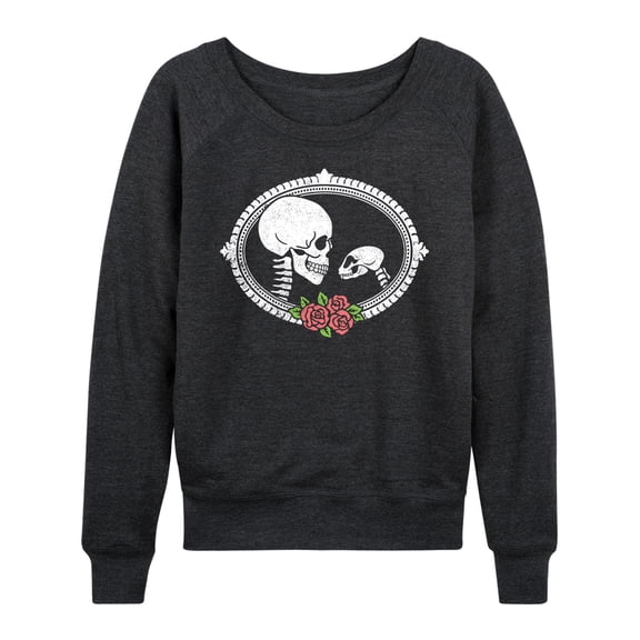 Instant Message - Human And Cat Skull - Women's Lightweight French Terry Long Sleeve Shirt
