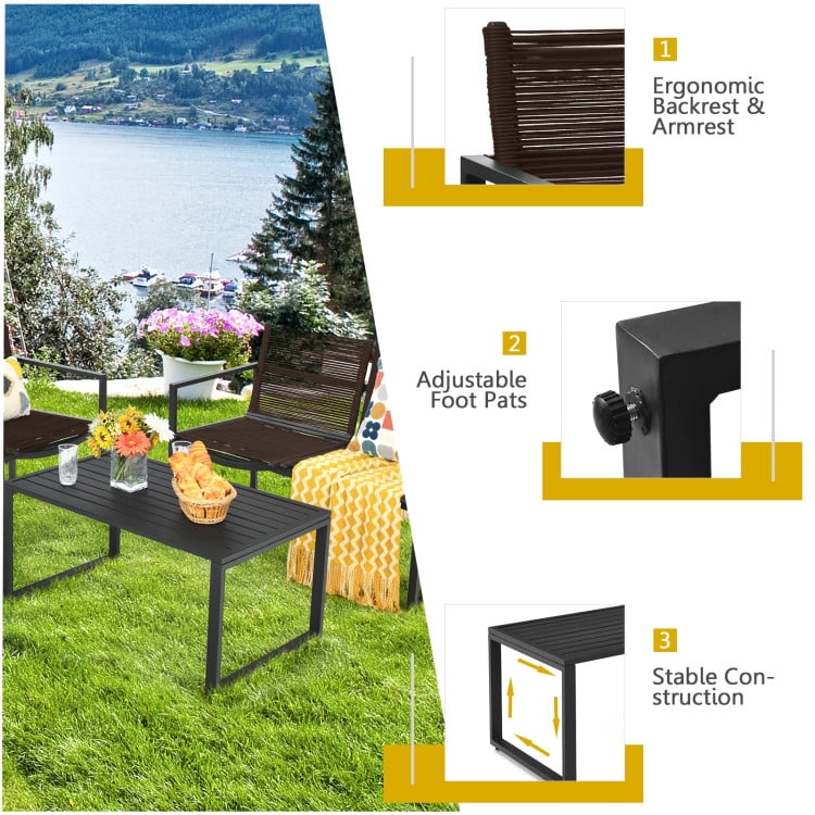 Aimee Lii 4 Pieces Patio Furniture Conversation Set with Sofa Loveseat, Small Patio Set, Black Aimee Lii 4 Pieces Patio Furniture Conversation Set with Sofa Loveseat, Small Patio Set, Black
