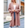 thumbnail image 3 of Womens Long Cardigan Sweaters Chunky Open Front Oversized Slouchy Knit Fall Trendy Coatigan Jackets Pink M, 3 of 6