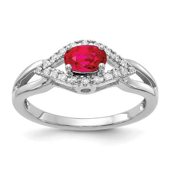 Primal Gold 14 Karat White Gold Diamond and Ruby Ring