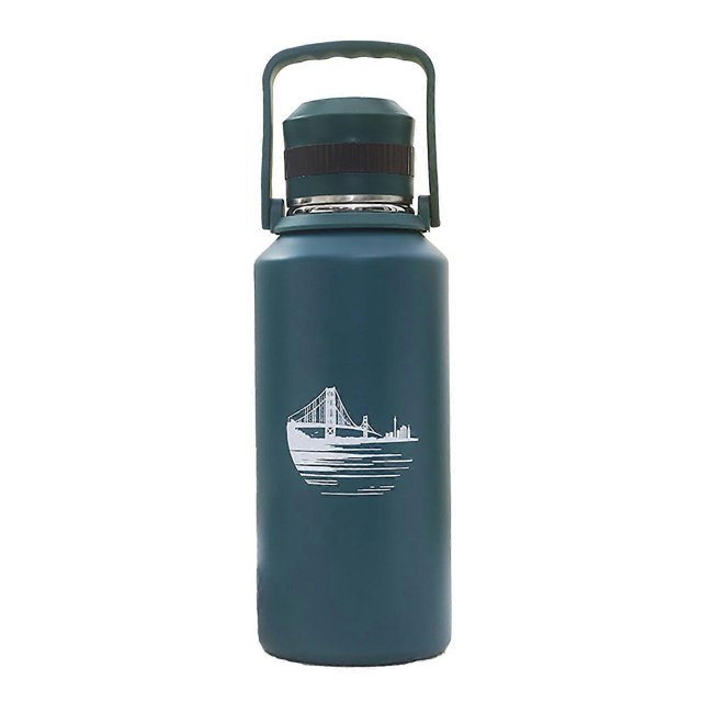 1500ml Vacuum Water Bottle Leak Proof Large Capacity Double Walled Stainless Steel Insulated Sports Cup for Camping Green