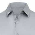 thumbnail image 4 of BRGZLK Men Business Casual Satin Shirt Long Sleeve Turn Down Collar Trendy Cozy Button Up Shirt Top Party Shirt Gray S, 4 of 5