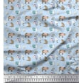 thumbnail image 1 of Soimoi Blue Cotton Cambric Fabric Bear Animal Print Sewing Fabric Yard 56 Inch Wide, 1 of 3