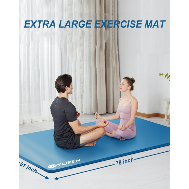 YR Extra Large Yoga Mat 6'x4' Thick Gym Floor Mats 1/2 Soft Foam Pilates  Cardio Exercise Blue 