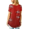 thumbnail image 4 of Dewadbow Women Summer Floral V Neck Tops Tee Loose Baggy T Tunic T Shirts, 4 of 6