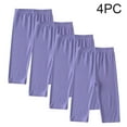thumbnail image 2 of Timegard Kids Clothes 4pc Girls Capris Leggings Slim Comfy Homewear Solid Color Children Cropped Pants, 2 of 6
