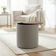 thumbnail image 6 of Cortesi Home Vancouver Round Storage Ottoman with Wood Top, 6 of 13