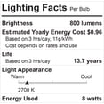 thumbnail image 4 of Bombilla LED GE de 60 W, luz blanca suave, 2700 K, regulable, paquete de 8, 4 of 4