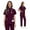 Deep Burgundy, variant on Scrubs for Women Set – Quarter-Zip Top & Slim Straight Scrub Pants, Stretchy Medical Uniform, 10 colors