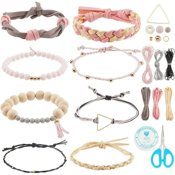 8Sets Leather Bracelet Kits Leather Wrap Boho Bracelet Making Kit Charms Pendants Beads for Bracelet Jewellery Making
