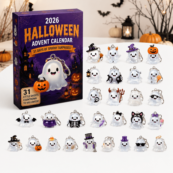 Halloween Advent Calendar 2026, 31-Day Countdown with 31 Acrylic Ghost Keychains, Spooky Party Favors, Goodie Bag Fillers and Halloween Gifts