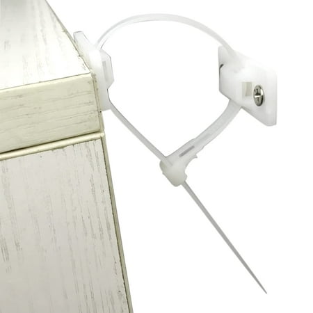White Furniture Anchor Straps, 6-Pack, Keep Baby and Pets Safe from Falling Furniture
