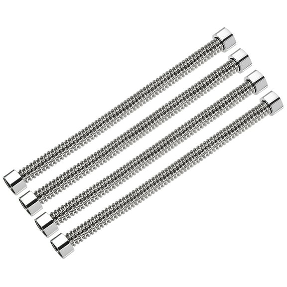 Uxcell 11.8" Stainless Steel Corrugated Flexible Water Line G1/2 Female Thread Connector with Washer 4 Pack