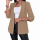 thumbnail image 1 of Blazer de Larga para Mujer, Informal, de Negocios, con Abertura Frontal, para Trabajo y Oficina. Caqui XXL, 1 of 6
