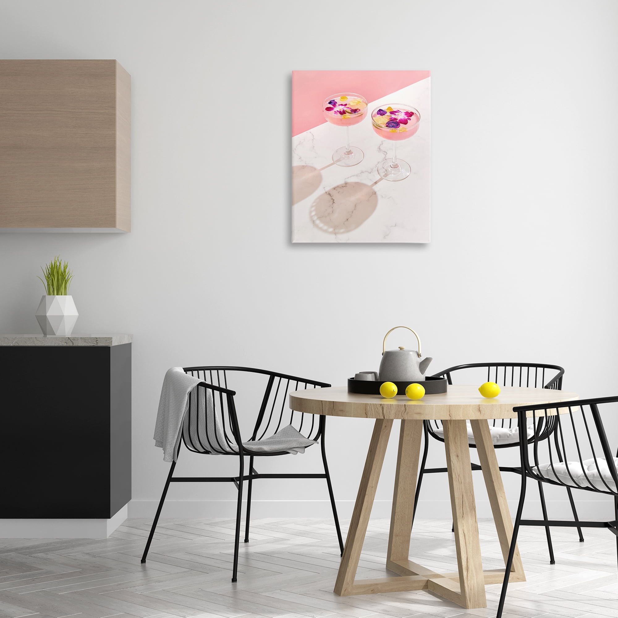 Stupell Industries Pink Floral Cocktails Food & Beverage Painting Gallery Wrapped Canvas Art Print Wall Art, 24 x 30