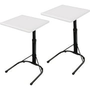 COVERONICS Upgrade Folding TV Tray Table - Adjustable TV Dinner Table, Couch Table Trays for Eating, Office, Laptop Stand, Portable Bed Sofa Dinner Tray with 3 Angles & 3 Height, White, 2 Pack