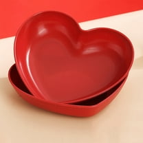 Heart Shaped Red Party Plates with Base, Disposable-Look Plastic Snack Dessert Trays – Festive Cake Fruit Serving Platters for Valentine’s Birthday Wedding and Celebration