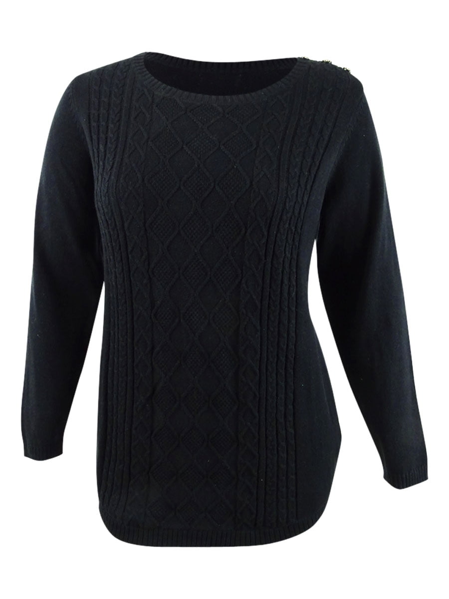 Charter Club Womens V-Neck Cable Knit Sweater 