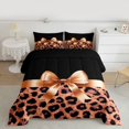 thumbnail image 2 of Homewish Leopard Print 3 Pieces Queen Comforter Set For Teens Boys Girls,Kawaii Bow Ultra Soft Bedding Sets,Black Orange Bedding Comforter Set,Super Cozy Room Decor,Reversible, 2 of 8